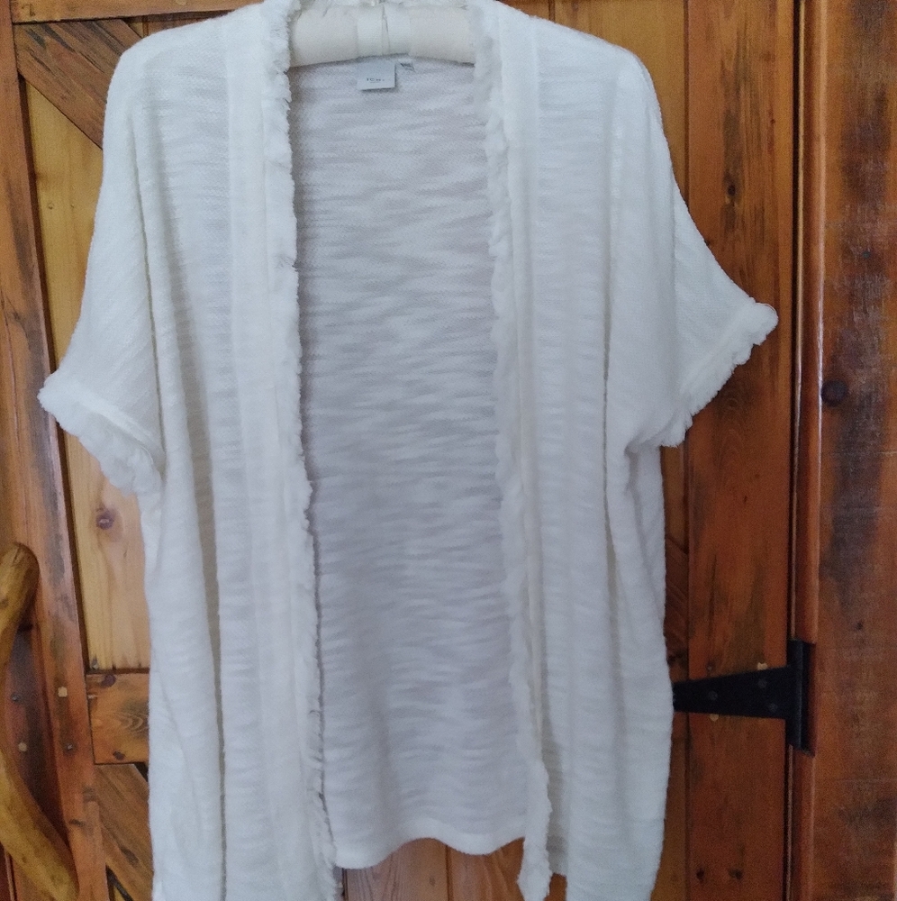 Popover Cardigan with Fringe Detail